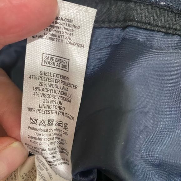 Top man mens wool blend pants slacks navy blue size 32x32 - Picture 8 of 8